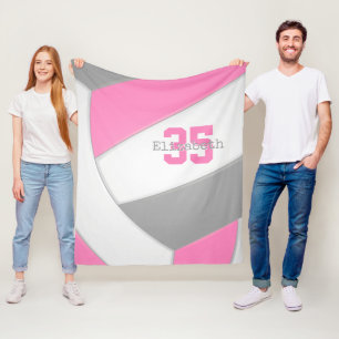rosa grått och vita flickor personlig med volleybo fleecefilt