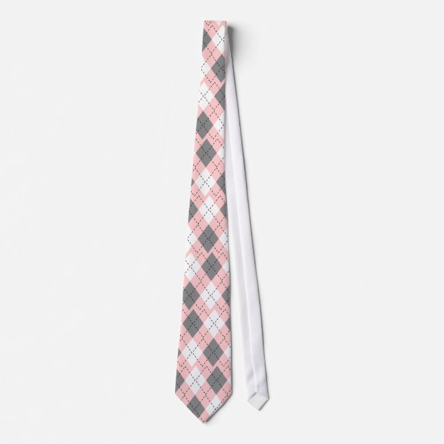 Rosa-, grått- och vitArgyle slips (Framsida)