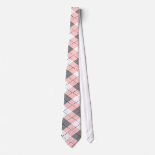 Rosa-, grått- och vitArgyle slips