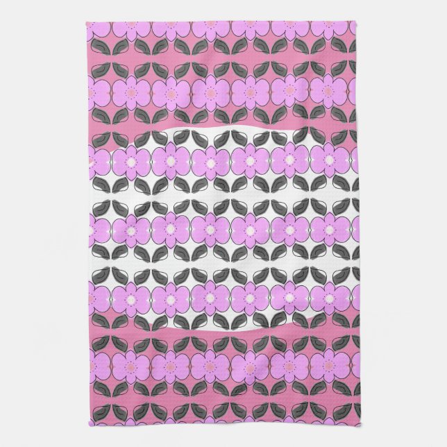 Rosa grått och vitt kökshandduk (Vertikal)