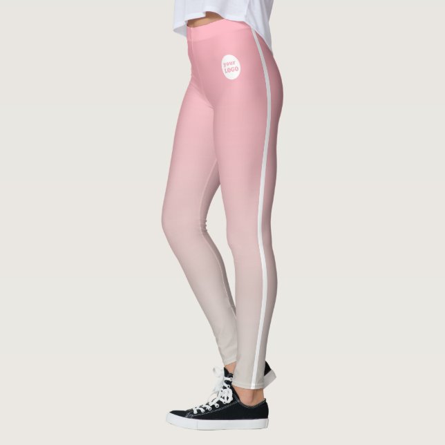 Rosa Grått Ombre Gradient Anpassningsbar Business  Leggings (Vänster)