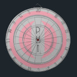 Rosa Grått Personlig Dart Board Darttavla<br><div class="desc">Här är ett underbart sätt att uttrycka ert personliga stil. Personligens ritbord med modern och sportig design. Rosa,  grått och silver färg. Anpassa med brev,  monogram eller siffror. Använda mallen för att skapa din egen personlig-kartong.</div>