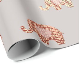 Rosa Grått Princess Elephant Nyfödd bebis Presentpapper