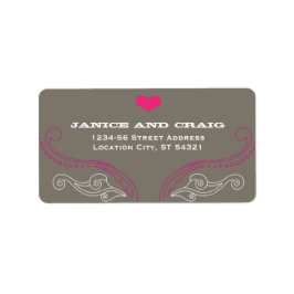 Rosa & Grått Sten 'n' Roll Music Thmet Bröllop Adressetikett