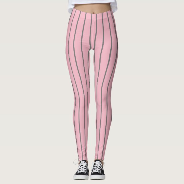 Rosa Grått Streck 4Allie Leggings (Framsida)