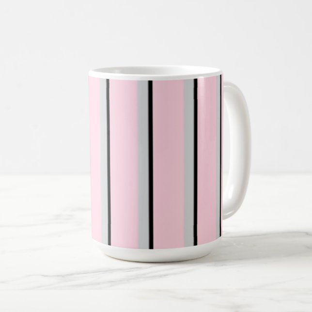 Rosa, grått, svart, rand kaffemugg (Framsida höger)