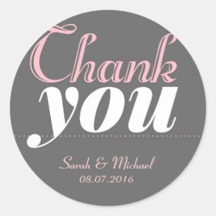 Rosa Grått Sweet Typography Tack Stickers Runt Klistermärke