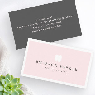 Rosa grått tandtandläkares logotyp modern minimali visitkort