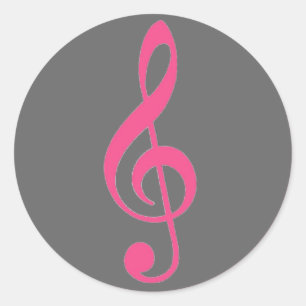 Rosa grått treble klei musikklistermärken runt klistermärke
