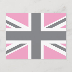 Rosa Grått Union Jack British(UK) Flagga Vykort