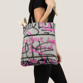 Rosa & Grått Urban Graffiti Stil Tote Bag Tygkasse