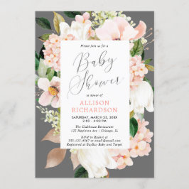  rosa grått vår blommigt Flickdusch Inbjudningar