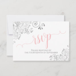 Rosa Grått & White Elegant Calligraphy Bröllop OSA Kort