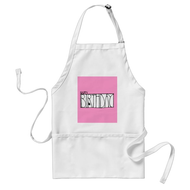Rosa Grattis på födelsedagen Apron Förkläde (Framsidan)