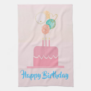 Rosa Grattis på födelsedagen Kitchen Towel Kökshandduk