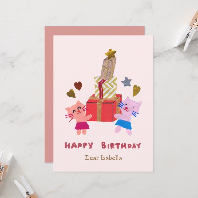 Rosa Grattis på födelsedagen Kort (Fram/Back In Situ)