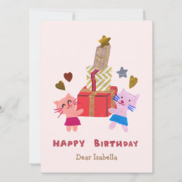 Rosa Grattis på födelsedagen Kort