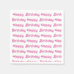 Rosa Grattis på födelsedagen Party Tallrikar Pappersservett