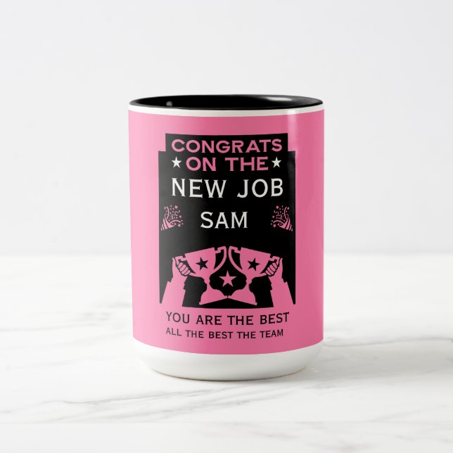 Rosa Grattisar på det nya jobbet Två-Tonad Mugg (Center)