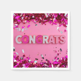 Rosa "Gratulerara" Cocktail Napkins Pappersservett