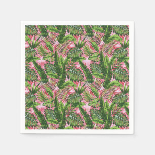 Rosa Greenery Tropical Jungle Botanical Pappersservett