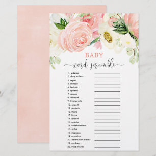 rosa greenery vid babyduschspel i baby ord