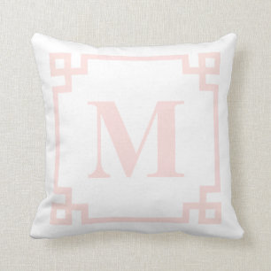 Rosa Grekisk Nyckel Kant Monogram Kudde I