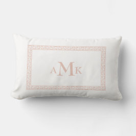 Rosa grekiska Nyckel monogrammed lumbalfyllning Lumbarkudde