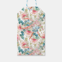 Rosa Grevillea och Eucalyptus Presentetikett