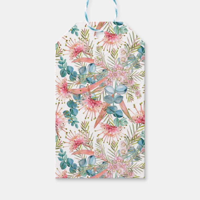 Rosa Grevillea och Eucalyptus Presentetikett (Framsidan)