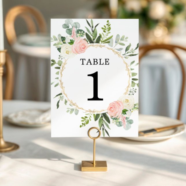 Rosa Grey guld elegant 5"x7"-bordsnummer Inbjudningar (Skapare uppladdad)