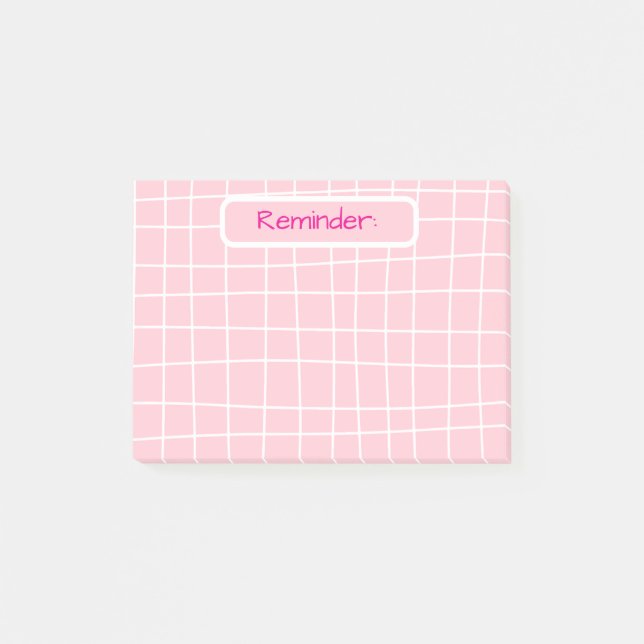 Rosa Grid-påminnelse - anteckningar Post-it Block (Framsida)