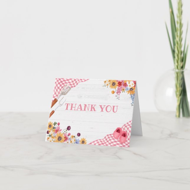 Rosa Grillbaby Babyshower Tacksamhetskort Tack Kort (Framsida)