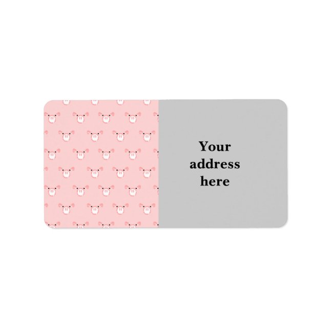 Rosa Gris Ansikte Upprepande Mönster Adressetikett (Framsidan)