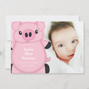 Rosa Gris Baby Shower Inbjudningar