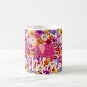 Rosa Gris Blommigt Mugg