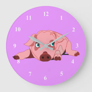 Rosa Gris Lila Clock - Anpassade Stor Klocka
