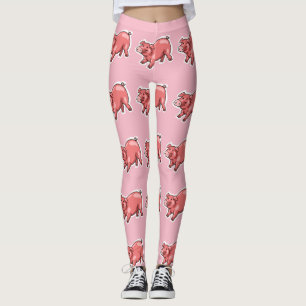 rosa gris lustig tecknad leggings