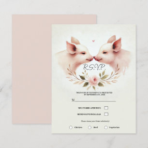 Rosa gris nos till nos rustika blommor RSVP Inbjudningar