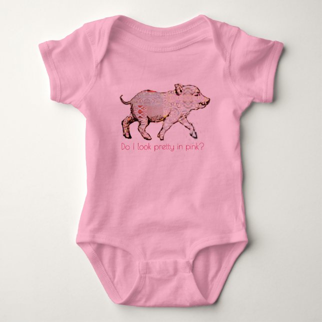 Rosa gris och fjärilar t-shirt (Framsida)