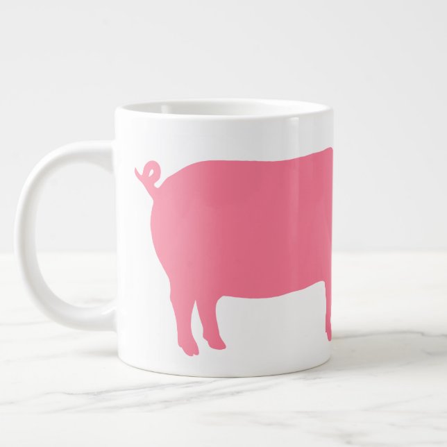 Rosa Gris Silhouette | Roligt Farm Animal Jumbo Mugg (Vänster)