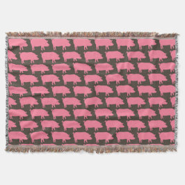 Rosa Gris Silhouettes Mönster | Cute Farm Animal Mysfilt