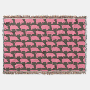 Rosa Gris Silhouettes Mönster Cute Farm Animal Mysfilt