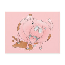 Rosa gris som skjuter i lera