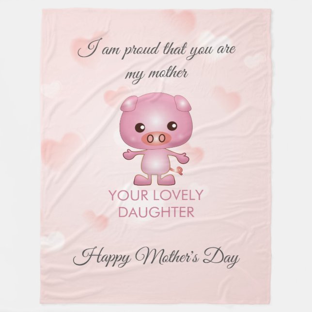 Rosa Gris Tecknad Fleecefilt (Framsidan)