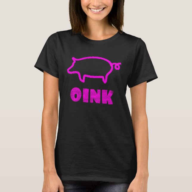 Rosa Gris Vintage Effekt med Oink T Shirt (Framsida)