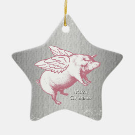 Rosa grisar för flyg - stjärnaprydnad julgransprydnad keramik