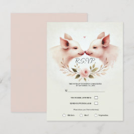 Rosa grisar näsa mot näsa blomster rusticera RSVP Inbjudningar