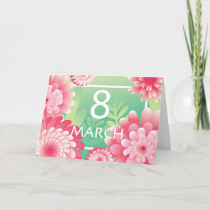 Rosa grön 8 mars. Glad kvinnodagen mammornas dag. Helgkort