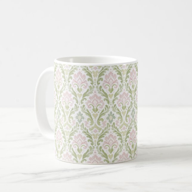 Rosa Grön Abstrakt Kaffemugg (Framsida vänster)